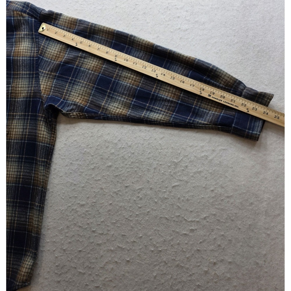 Pendleton‎ Blue & Brown Virgin Wool Plaid Button Up Flannel Shirt. Size XL - Picture 6 of 7